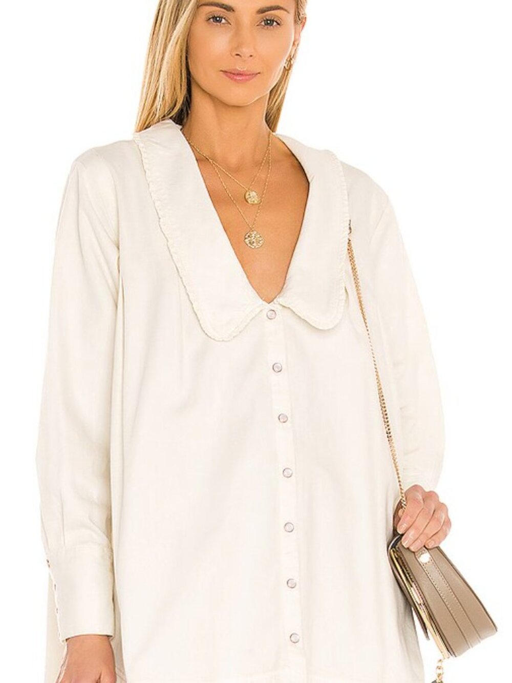 Ivory, Free People Snap Front Tunic - Size Small